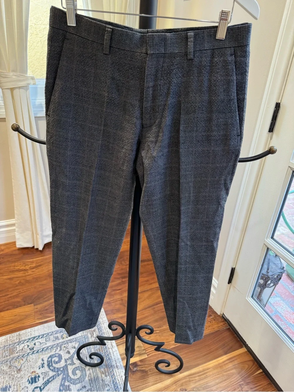 J. Crew Men's Charcoal Glen Plaid Dress Trousers Size 29 Lunlow Slim